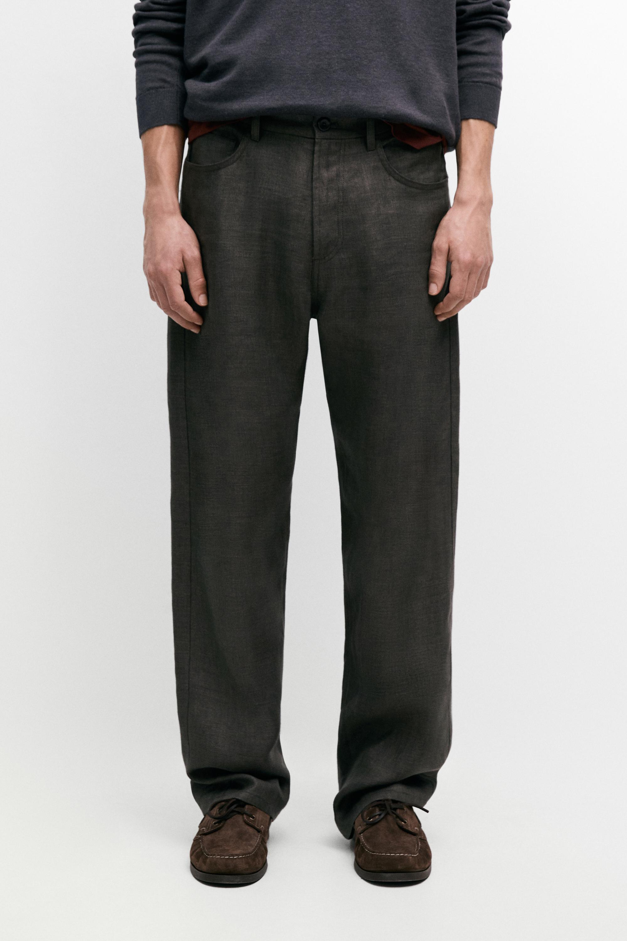 Faux jean semi-jogger en lin